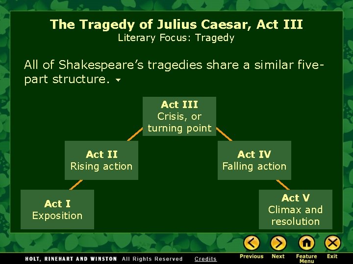 The Tragedy of Julius Caesar, Act III Literary Focus: Tragedy All of Shakespeare’s tragedies