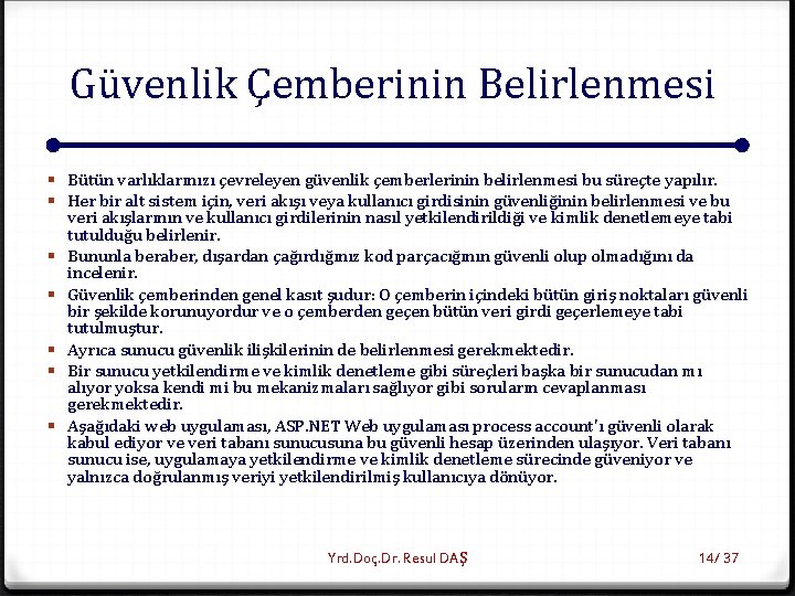 Güvenlik Çemberinin Belirlenmesi § Bütün varlıklarınızı çevreleyen güvenlik çemberlerinin belirlenmesi bu süreçte yapılır. §