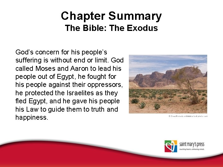 Chapter Summary The Bible: The Exodus God’s concern for his people’s suffering is without