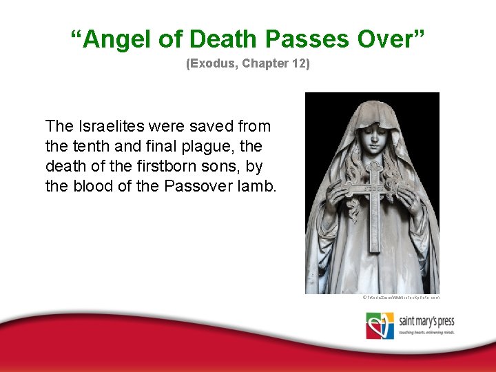 “Angel of Death Passes Over” (Exodus, Chapter 12) The Israelites were saved from the