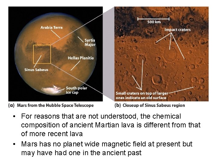  • For reasons that are not understood, the chemical composition of ancient Martian