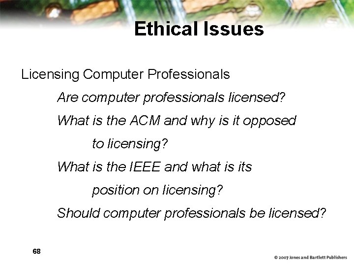 Ethical Issues Licensing Computer Professionals Are computer professionals licensed? What is the ACM and