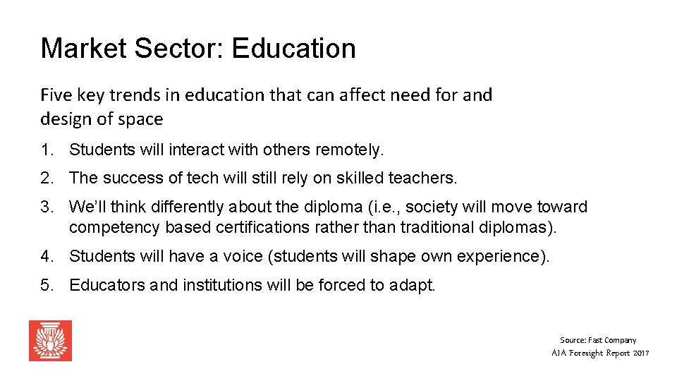 Market Sector: Education Five key trends in education that can affect need for and