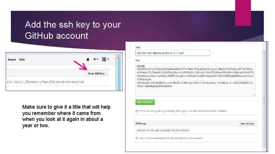 Add the ssh key to your Git. Hub account Make sure to give it