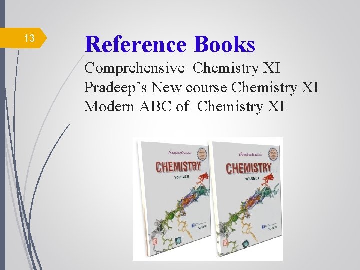 13 Reference Books Comprehensive Chemistry XI Pradeep’s New course Chemistry XI Modern ABC of