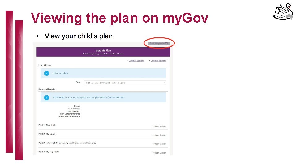 Viewing the plan on my. Gov 