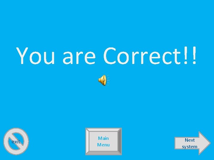 You are Correct!! exit Main Menu Next system 