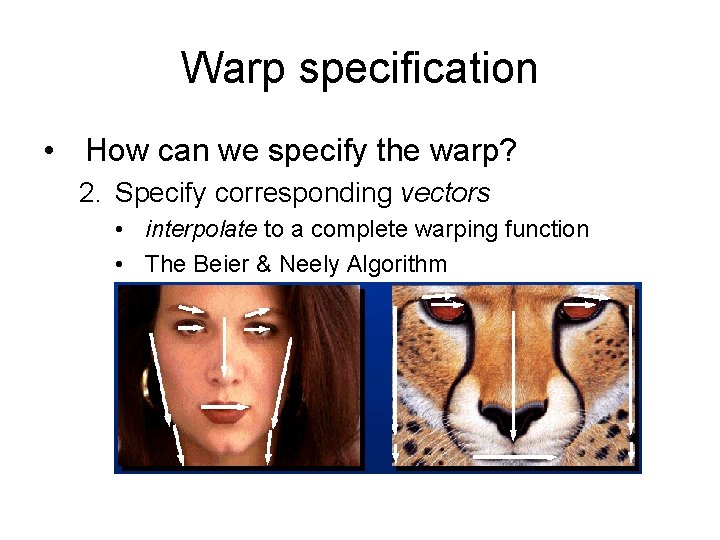 Warp specification • How can we specify the warp? 2. Specify corresponding vectors •