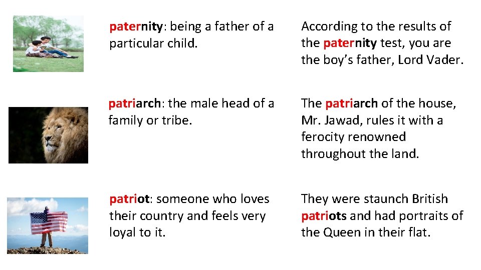 paternity: being a father of a particular child. According to the results of the