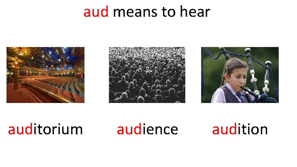 aud means to hear auditorium audience audition 