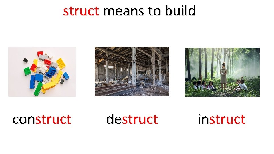 struct means to build construct destruct instruct 