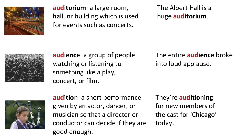 auditorium: a large room, hall, or building which is used for events such as