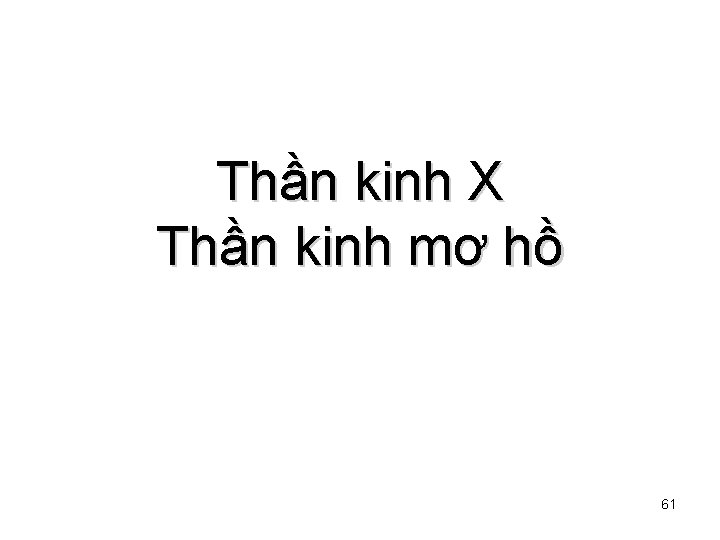 Thần kinh X Thần kinh mơ hồ 61 