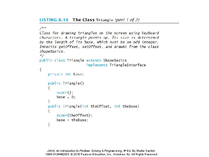 JAVA: An Introduction to Problem Solving & Programming, 8 th Ed. By Walter Savitch JAVA: An Introduction to Problem Solving & Programming, 8 th Ed. By Walter Savitch