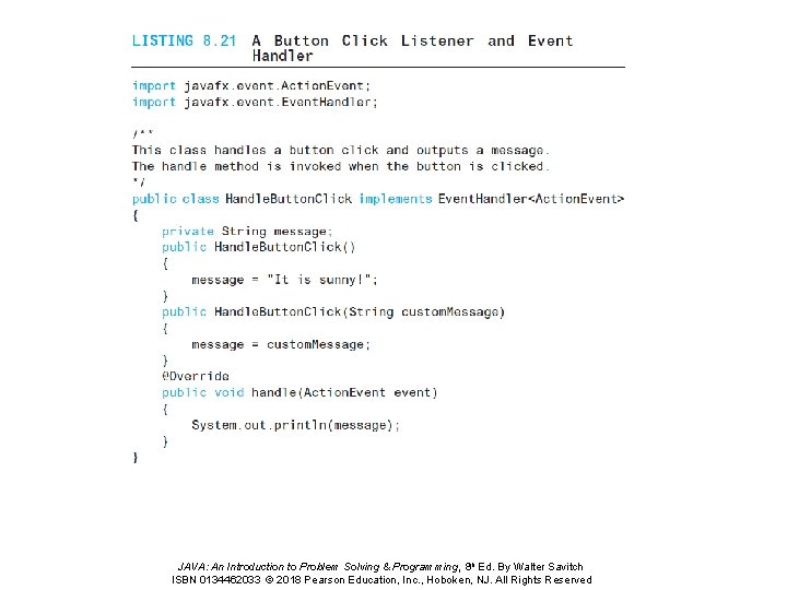 JAVA: An Introduction to Problem Solving & Programming, 8 th Ed. By Walter Savitch JAVA: An Introduction to Problem Solving & Programming, 8 th Ed. By Walter Savitch
