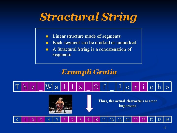 Stractural String n n n Linear structure made of segments Each segment can be