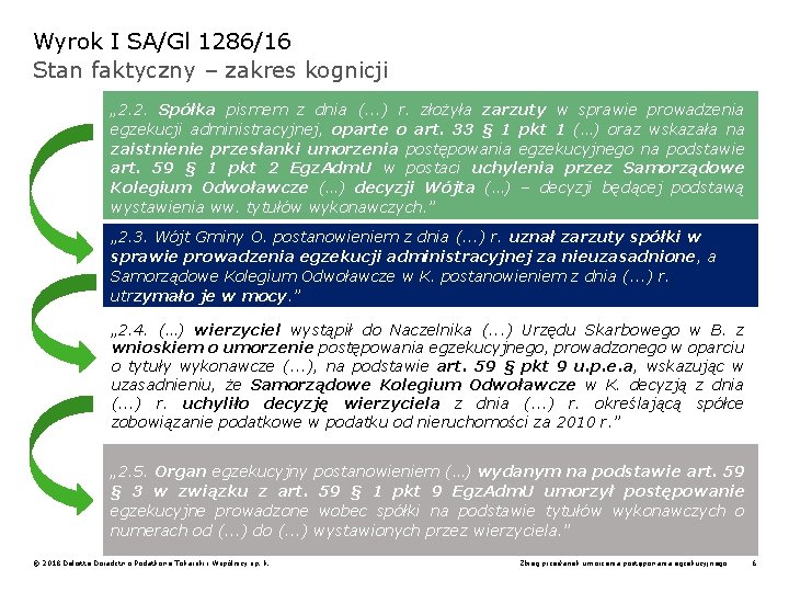 Wyrok I SA/Gl 1286/16 Stan faktyczny – zakres kognicji „ 2. 2. Spółka pismem