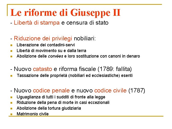 Le riforme di Giuseppe II - Libertà di stampa e censura di stato -