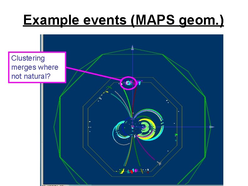Example events (MAPS geom. ) Clustering merges where not natural? Example events (MAPS geom. ) Clustering merges where not natural?
