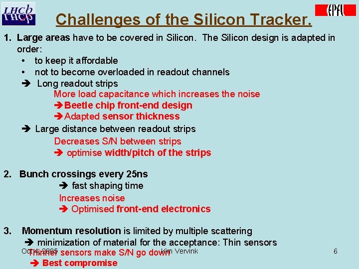 Challenges of the Silicon Tracker. 1. Large areas have to be covered in Silicon.