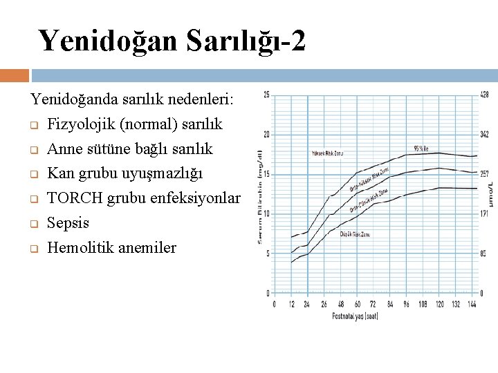 Yenidoğan Sarılığı-2 Yenidoğanda sarılık nedenleri: q Fizyolojik (normal) sarılık q Anne sütüne bağlı sarılık