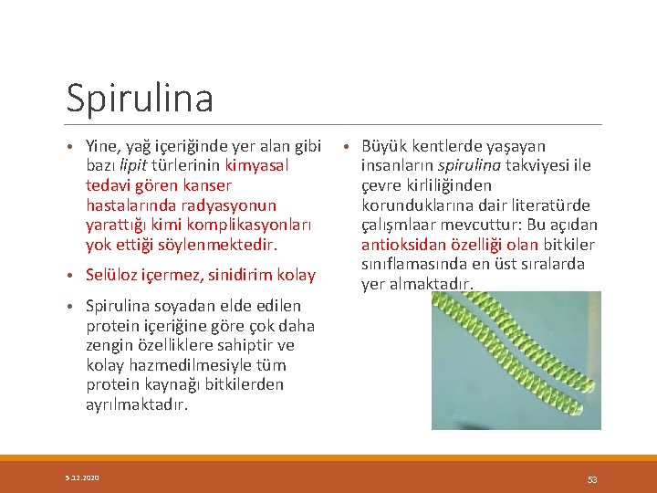 Spirulina • Yine, yağ içeriğinde yer alan gibi • Büyük kentlerde yaşayan bazı lipit