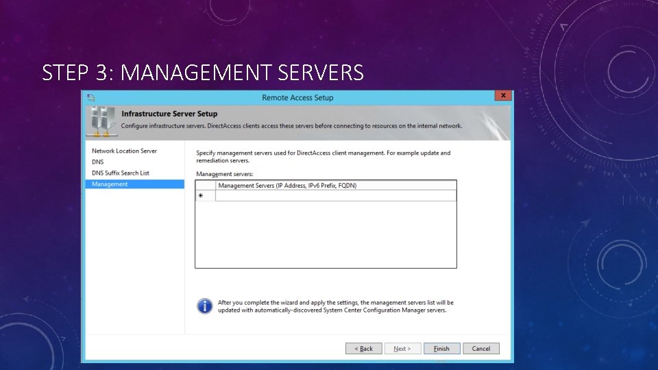 STEP 3: MANAGEMENT SERVERS 
