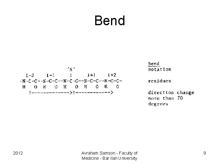 Bend 2012 Avraham Samson - Faculty of Medicine - Bar Ilan University 9 