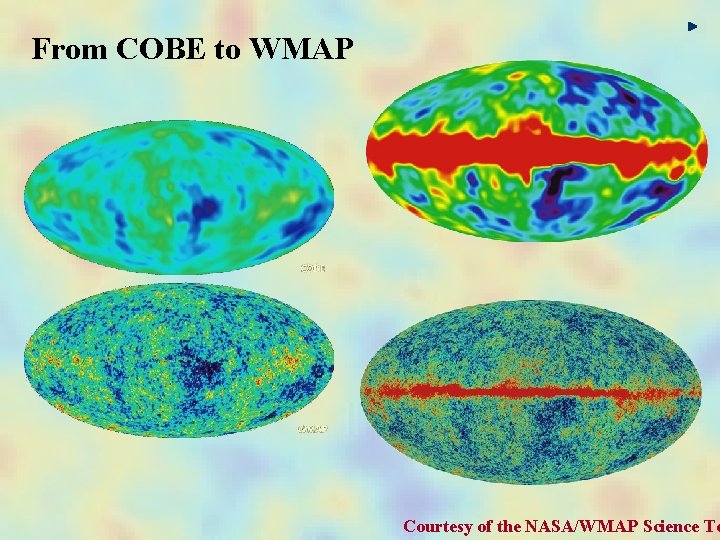 From COBE to WMAP Courtesy of the NASA/WMAP Science Te 