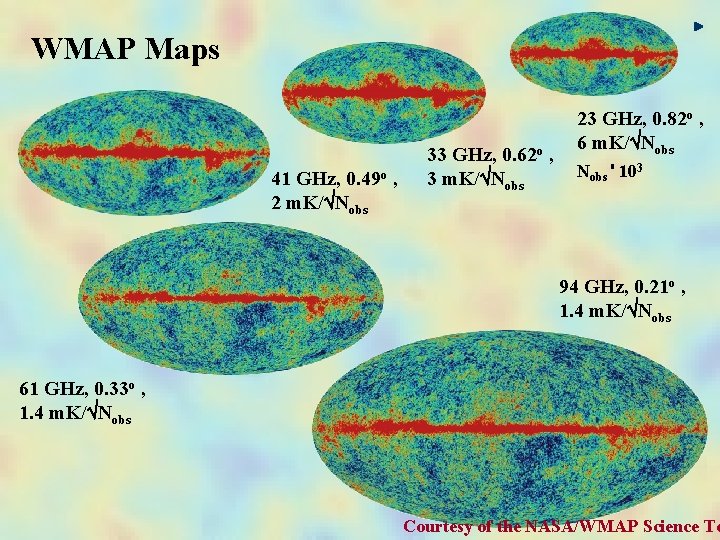 WMAP Maps 0. 49 o 41 GHz, 2 m. K/ Nobs , 33 GHz,