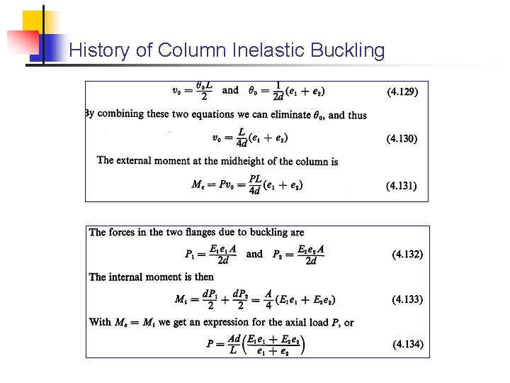 History of Column Inelastic Buckling 