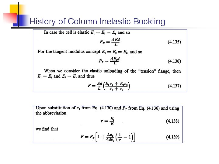 History of Column Inelastic Buckling 