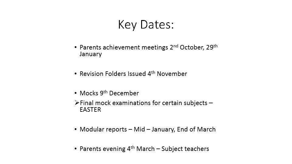 Key Dates: 