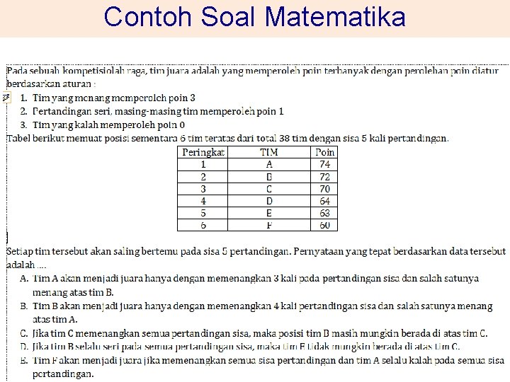 Contoh Soal Matematika 