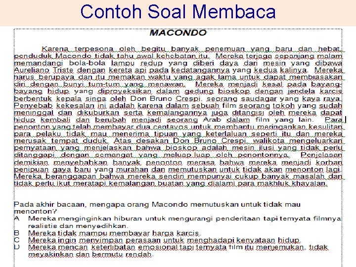 Contoh Soal Membaca 