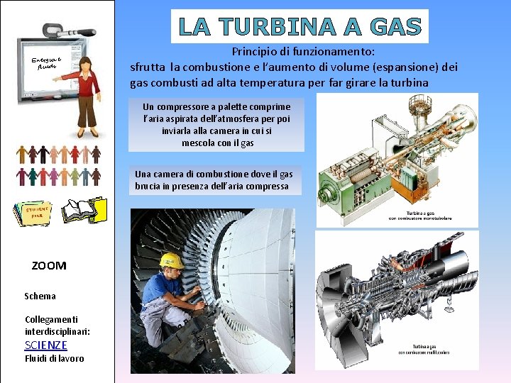 LA TURBINA A GAS Energia e fluidi Principio di funzionamento: sfrutta la combustione e