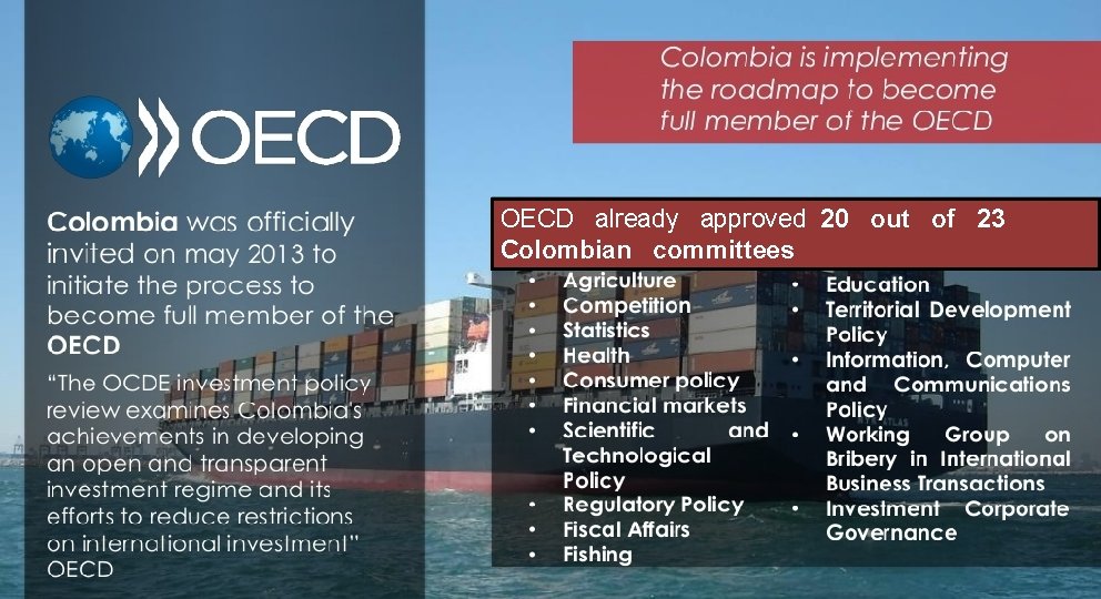 OECD already approved 20 out of 23 Colombian committees 