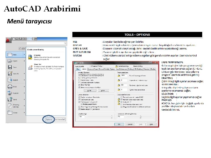 Auto. CAD Arabirimi Menü tarayıcısı 