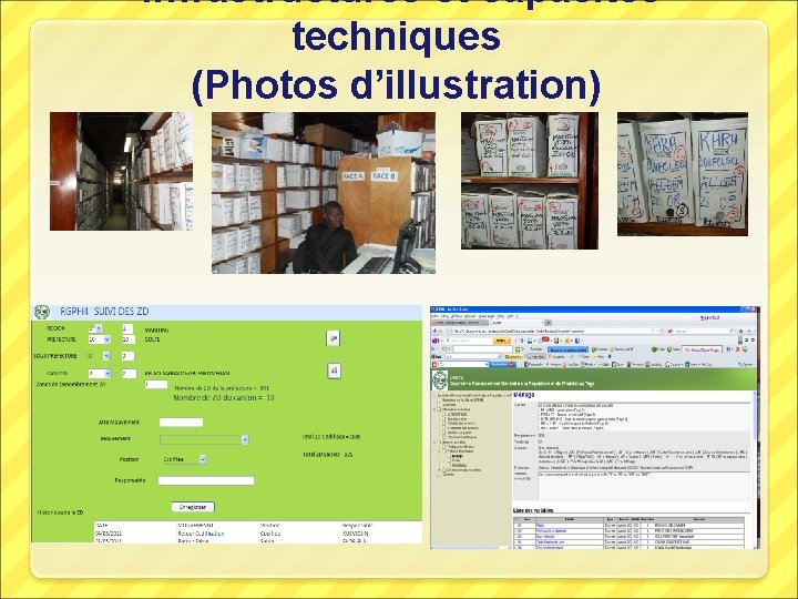  Infrastructures et capacités techniques (Photos d’illustration) 