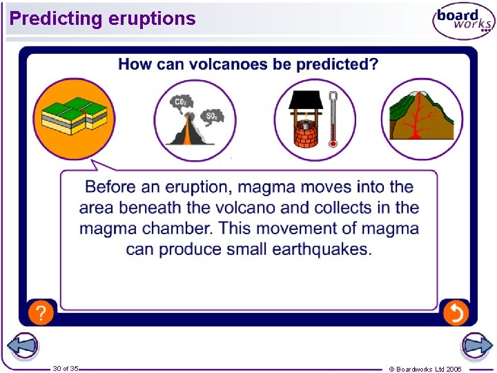 Predicting eruptions 30 of 35 © Boardworks Ltd 2006 