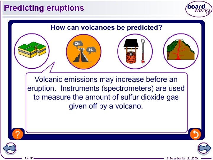 Predicting eruptions 31 of 35 © Boardworks Ltd 2006 