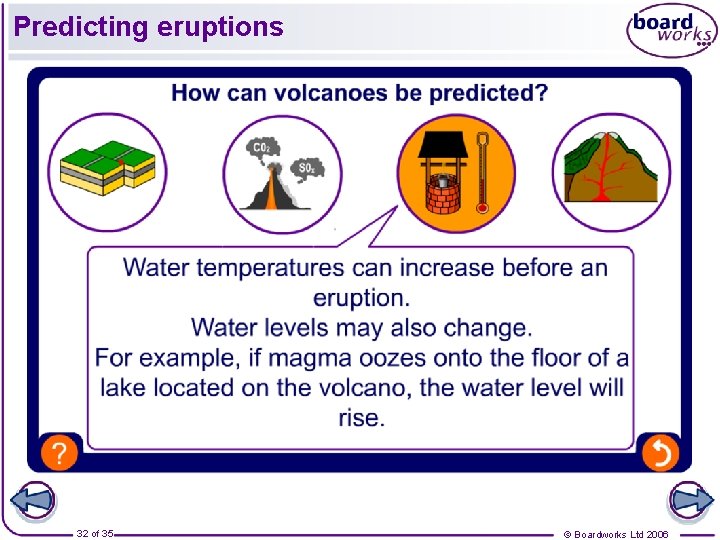 Predicting eruptions 32 of 35 © Boardworks Ltd 2006 