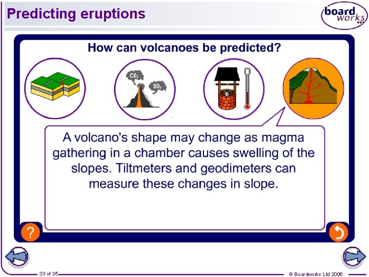 Predicting eruptions 33 of 35 © Boardworks Ltd 2006 