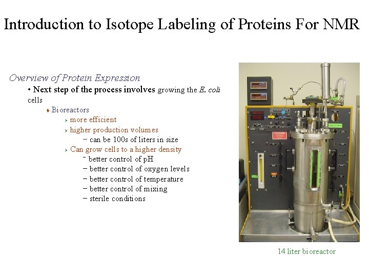 Introduction to Isotope Labeling of Proteins For NMR Overview of Protein Expression • Next