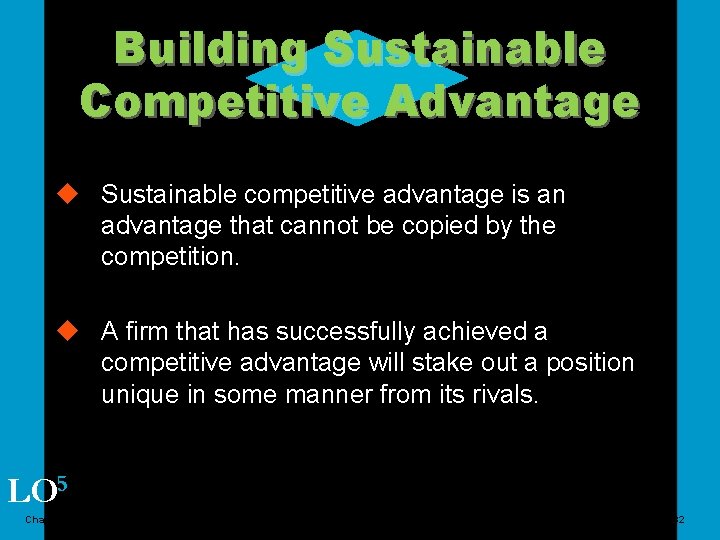 Building Sustainable Competitive Advantage u Sustainable competitive advantage is an advantage that cannot be