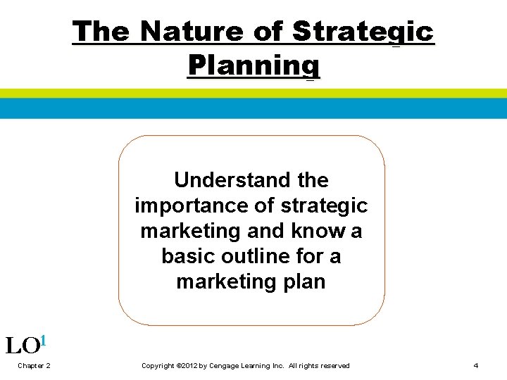 The Nature of Strategic Planning Understand the importance of strategic marketing and know a