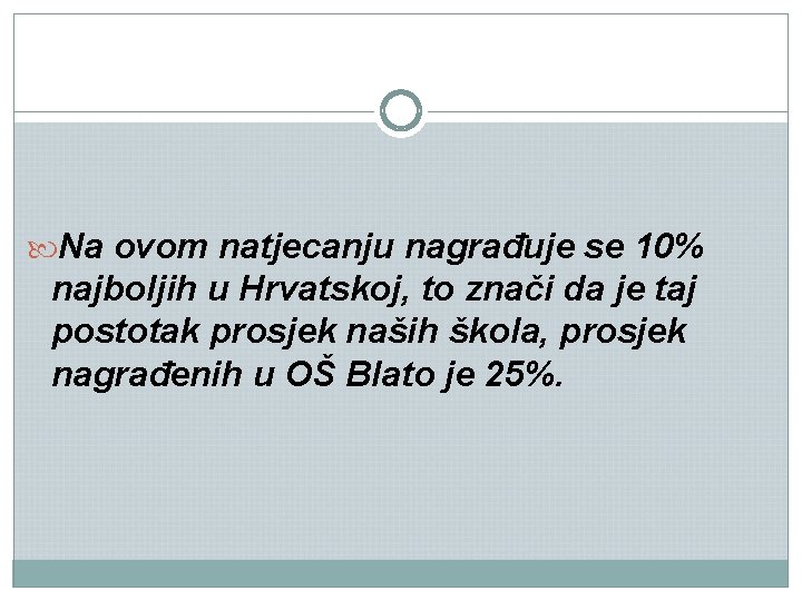  Na ovom natjecanju nagrađuje se 10% najboljih u Hrvatskoj, to znači da je