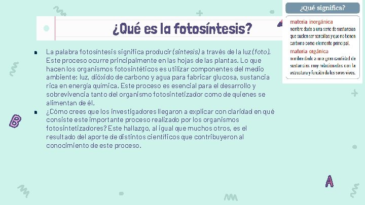 ¿Qué es la fotosíntesis? ● ● La palabra fotosíntesis significa producir (síntesis) a través