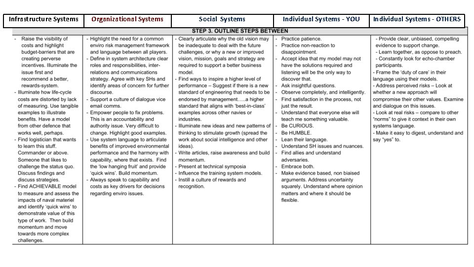 Infrastructure Systems Organizational Systems Social Systems Individual Systems - YOU Individual Systems - OTHERS