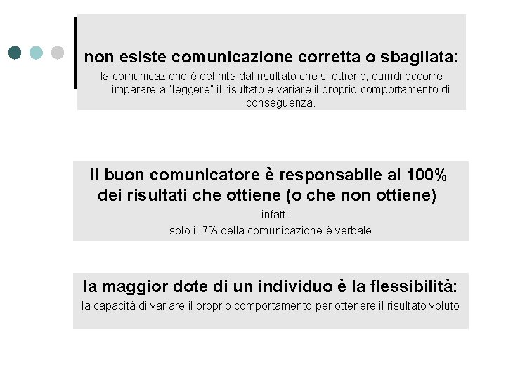 non esiste comunicazione corretta o sbagliata: la comunicazione è definita dal risultato che si